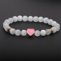 Natural Stone Bracelet with European and American Style White Cat's Eye Beads - Love-themed Design