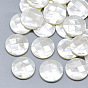 Natural White Shell Mother of Pearl Shell Cabochons, Flat Round with Mosaic Pattern