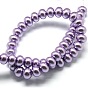Eco-Friendly Spray Painted Glass Rondelle Bead Strands, Grade A Glass Pearl, with Cotton Thread