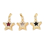 Латунные микропаве прозрачные подвески с фианитом, пятиконечные звездные подвески, со стеклом, без свинца и без кадмия, реальный 18 k позолоченный, стойки покрытие