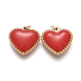 316 Surgical Stainless Steel Pendants, with Enamel, Heart, Red