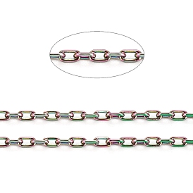 Revestimiento iónico (ip) 304 cadenas portacables de acero inoxidable, cadenas finas cortadas con diamante, soldada, facetados, con carrete, oval