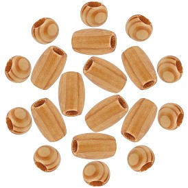 SUNNYCLUE Pine Wood Beads, Large Hole Beads, Mixed Dyed and Undyed, Column and Rondelle