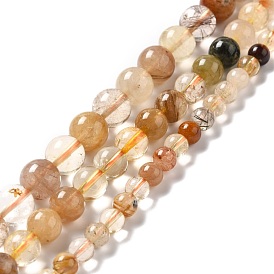 Natural Rutilated Quartz Beads Strands, Round