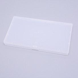 Transparent Plastic Bead Containers, with Hinged Lids, Frosted, Rectangle