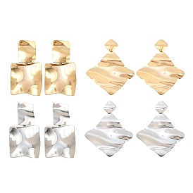 304 серьги-гвоздики из нержавеющей стали в форме квадрата/ромба, ионное покрытие (ip)