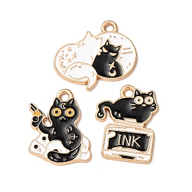 Подвески из эмали и сплава, подвески в форме кошки, золотой свет