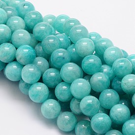 Round Natural Amazonite Bead Strands, Grade AA