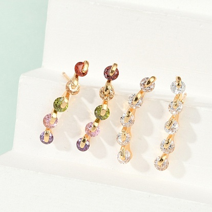 Серьги-гвоздики из латуни с микропаве из кубического циркония для женщин, без кадмия и без свинца, долговечный, стойки покрытие, золотые