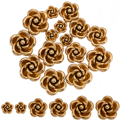 30 шт 3 стили 304 бусины из нержавеющей стали, роза