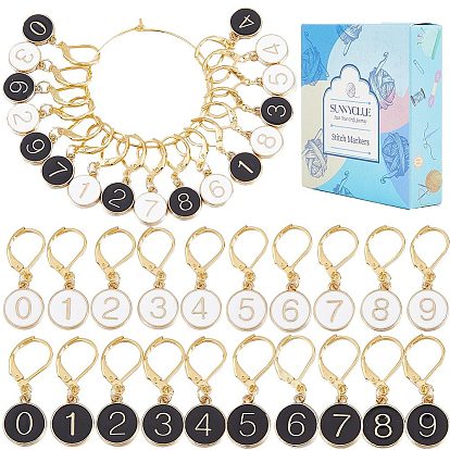 Номер 0~9 маркеры фиксирующих стежков, черно-белый маркер петель с подвесками из сплава эмали, с 304 обручем из нержавеющей стали