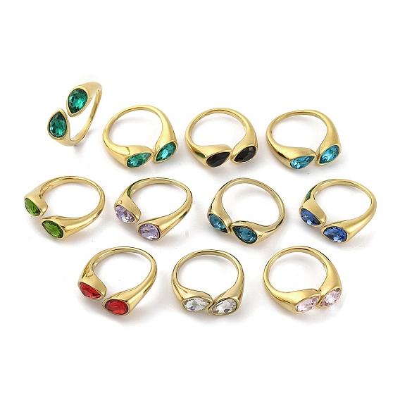 Ионное покрытие (ip) 304 открытая манжета в виде каплевидной формы из нержавеющей стали со стразами для женщин, реальный 14 k позолоченный