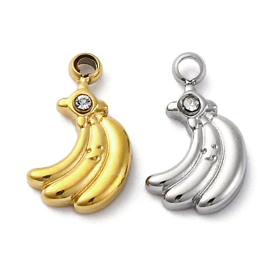 Вакуумное покрытие pvd 304 подвески из нержавеющей стали со стразами, банан