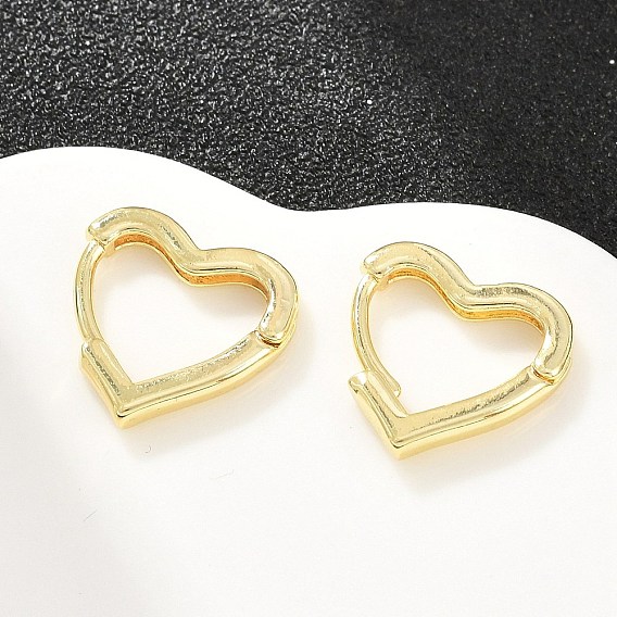 Brass Hoop Earrings for Women, Heart