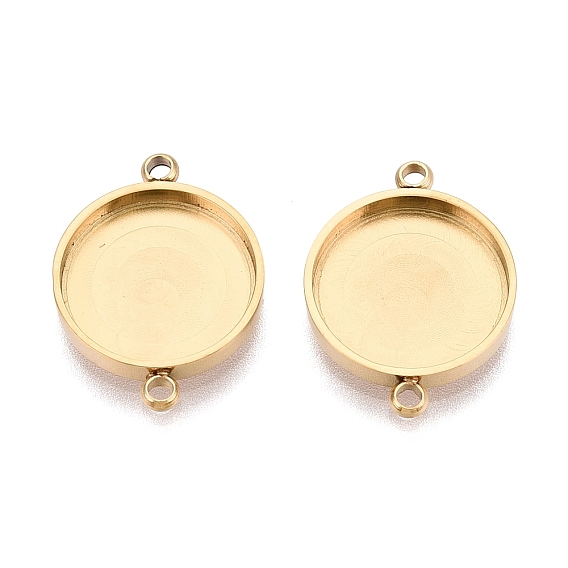304 Stainless Steel Connector Cabochon Settings, Flat Round, Ion Plating(IP)