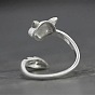 Enamel Raccoon Open Cuff Ring, Silver Alloy Jewelry for Women