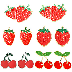 10 шт. 5 стили эмалевые значки с клубникой и вишней, булавки для лацканов из сплава для одежды рюкзака