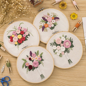 Embroidery DIY material package for beginners to make bouquets, wedding gifts, handmade self-embroidery three-dimensional embroidery during pregnancy