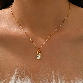 Женские кулоны в виде рождественского оленя из латуни с прозрачными кубическими цирконами