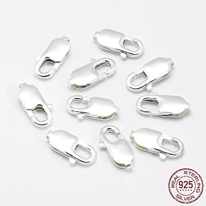 925 Sterling Silver Lobster Claw Clasps, Rectangle