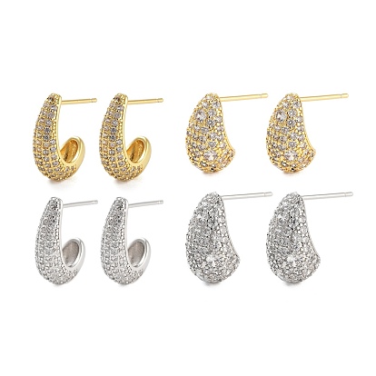 Серьги-гвоздики из латуни в форме капли с покрытием стойки, с четким кубического циркония, без кадмия и без свинца, долговечный