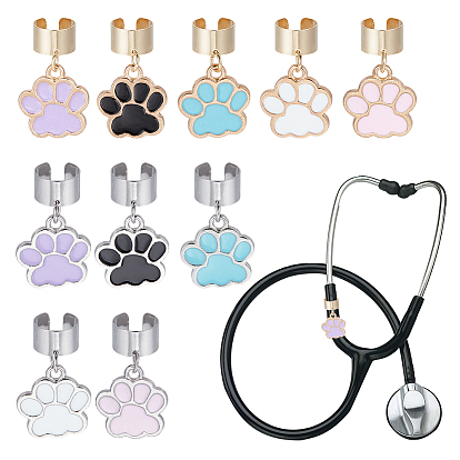 10 шт. отпечаток собачьей лапы сплав эмалированный стетоскоп подвеска украшения, с 304 фурнитурой из нержавеющей стали