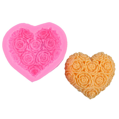 Scented Candle Molds, Heart with Flower Silicone Molds for Valentine's Day