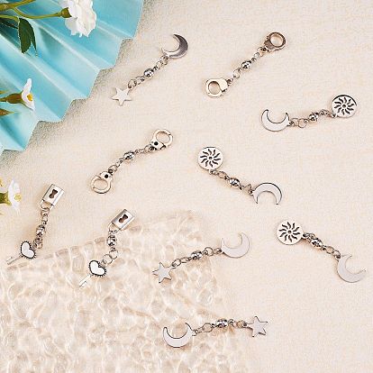 20 Sets 4 Style Round Brass Magnetic Clasps, with 304 Stainless Steel Charms & Jump Rings
