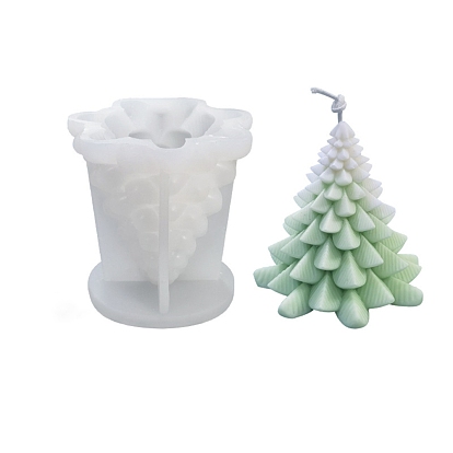 3D Christmas Tree DIY Candle Silicone Molds, for Xmas Tree Scented Candle Making