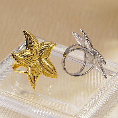 Открытые манжеты из нержавеющей стали для женщин, морская звезда