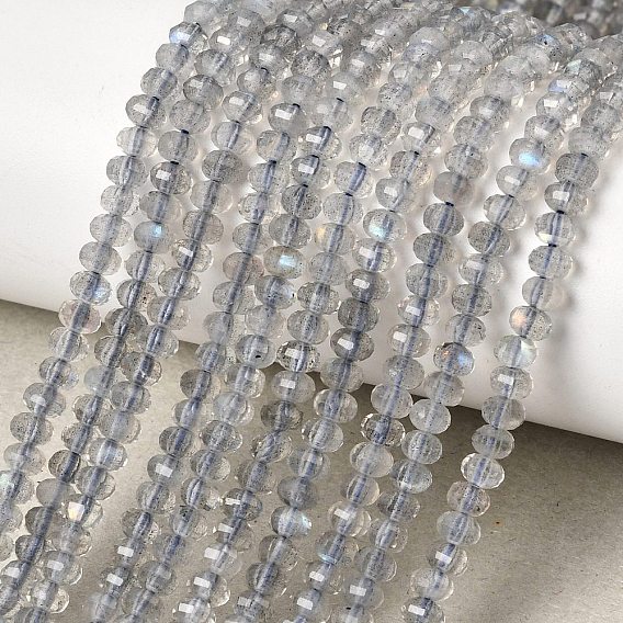 Бусы из натурального серого лабрадорита, фонарь, граненые