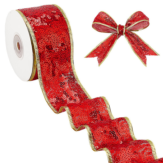 Рождественская тема 10 ярды полиэстеровой ленты, с пластиковой блестка, плоский