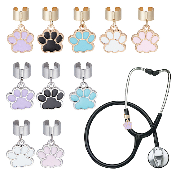 10 шт. отпечаток собачьей лапы сплав эмалированный стетоскоп подвеска украшения, с 304 фурнитурой из нержавеющей стали