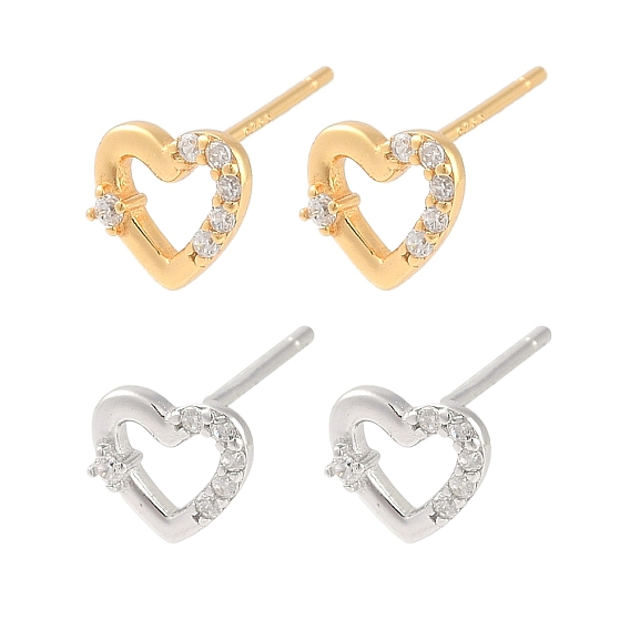 925 Серьги из стерлингового серебра с прозрачным микропаве и цирконием, сердце