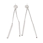 925 Sterling Silver Micro Pave Cubic Zirconia Earring Settings Findings, for Half Drilled Beads