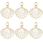 6 кулоны латунные эмалевые шт., с бусиной ракушки и прыжковым кольцом, долговечный, реальный 18 k позолоченный, формы раковины