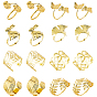 16Pcs 8 Styles Alloy Napkin Rings, Napkin Holder Adornment, for Place Settings, Golden