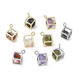 Латунные микро проложить кубического циркония подвески, долговечный, кубический шарм, платина/настоящее золото 18k