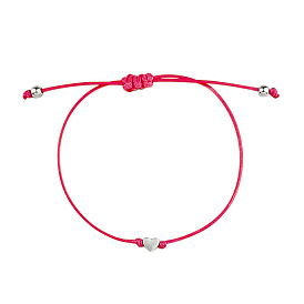 Chic Heart-Shaped Braided Friendship Bracelet for Couples - Creative Alloy Love Charm with Wax Cord Weaving