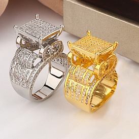 Кольца из латуни с микропаве, прозрачные кольца с кубическим цирконием, квадратный