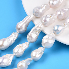 Natural Baroque Pearl Keshi Pearl Beads Strands, Cultured Freshwater Pearl, Nuggets