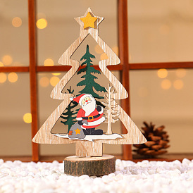 Рождественская елка с деревянными украшениями Санта-Клауса, для рождественской вечеринки подарок украшение дома