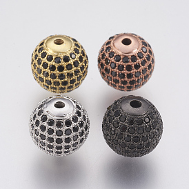 Micro en laiton pavent des perles cubes de zircone, sans plomb et sans cadmium, ronde