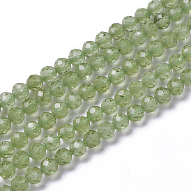 Natural Peridot Beads Strands, Faceted, Round