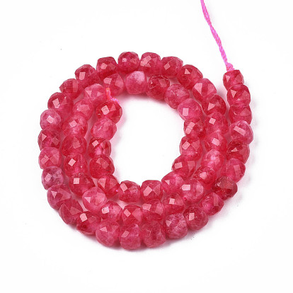 Natural Quartz Beads Strands, Dyed, Faceted, Cube