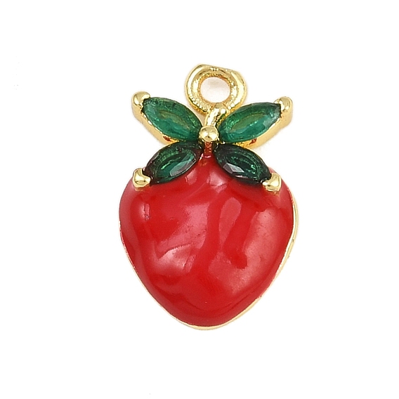 Латунные микро проложить кубического циркония подвески, с эмалью, клубника прелести, стойки покрытие, долговечный, без кадмия и без свинца