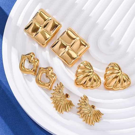 304 серьги-гвоздики из нержавеющей стали для женщин, реальный 18 k позолоченный