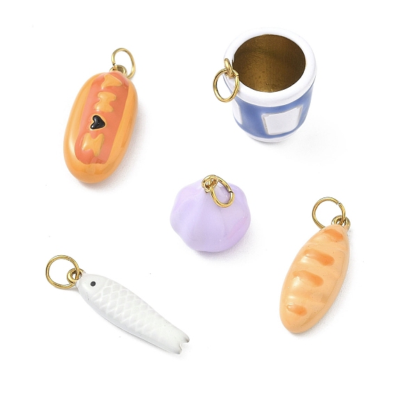 304 нержавеющей стальной эмали подвески, с целью перехода в кольце, имитация пищевых амулетов, без кадмия, без никеля и без свинца, золотые