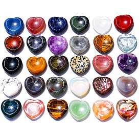 Natural Gemstone Heart Worry Stone for Reiki Balancing, Home Display Decorations