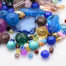 Mixed Glass Loose Beads, 4~22.5x4~28.5x3~9mm, Hole: 1~2mm